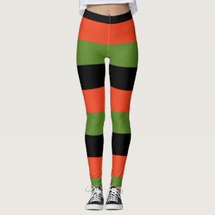 Legging Halloween Listrado Preto Laranja e Verde