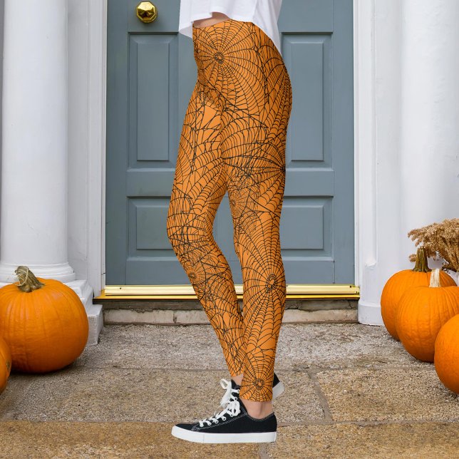 Legging Halloween Orange and Black Spider Web (Criador carregado)