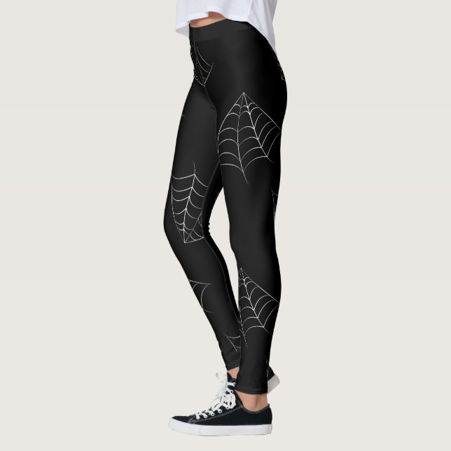 Legging Halloween Preto do Padrão da Web Spider (Esquerda)