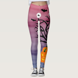 Legging Halloween Pumpkin Jack o’ Lanterna Árvore Morto