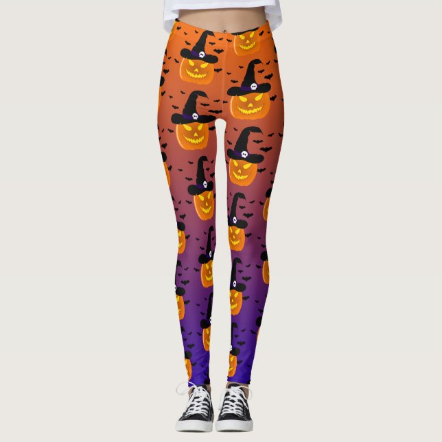 Legging Halloween Pumpkin Jack o’ Lanterna Bruxa Leggin (Frente)