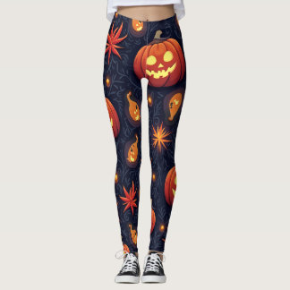 Legging Halloween Pumpkins: Padrão Sem Olhos Irritável. Le