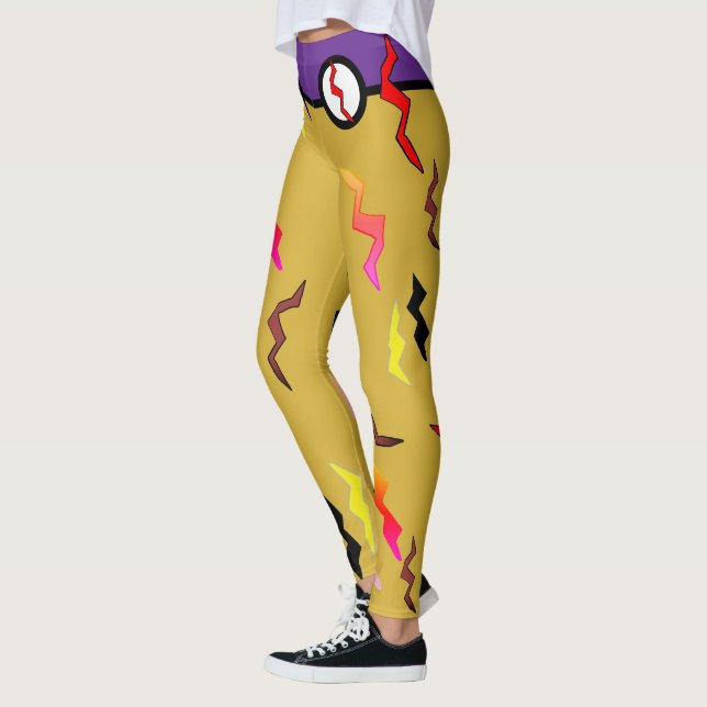 Legging Halloween Purple Dourado Lightning Super-herói (Esquerda)