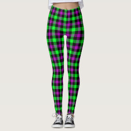 Legging Halloween Purple e Neon Green Tartan