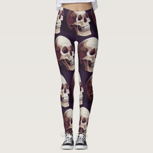 Legging Halloween Skulls: Padrão Sem Olhos Estranho.