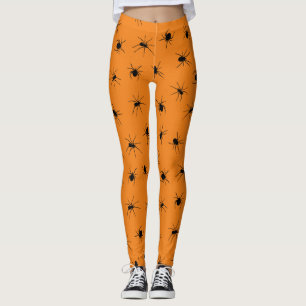 Legging Halloween Spooky Spider Impressão Orange