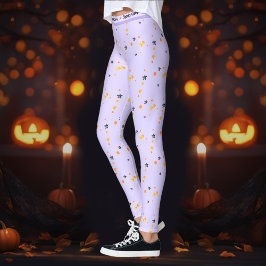 Legging Halloween Spooky Stars Nome de Roxo