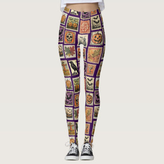 Legging Halloween Vintage Stamp Pattern 