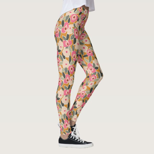 Legging Hand-Drawn Bold Inky Floral Pattern- Sunlit Meadow (Direita)