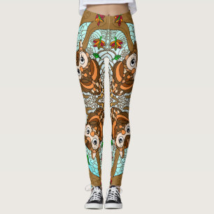 Legging Hand Drawn Owl Mandala Trabalho de arte