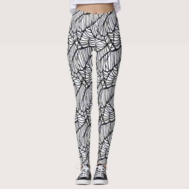 Legging Hand Drawn Spider Web Halloween Pattern (Frente)