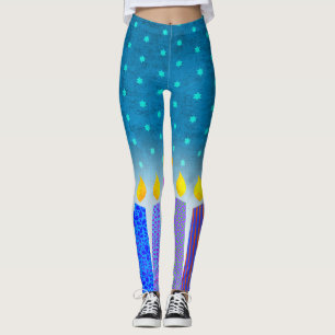 Legging Hanukkah Boho vela Turquoise Star de David Teal