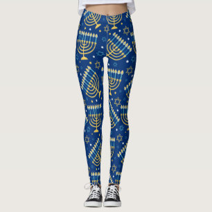 Legging Hanukkah Menorah Blue Star de David