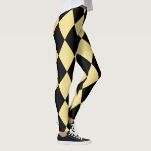 Legging Harlequin ~ Diamond Patterno ~ Cream & Black~