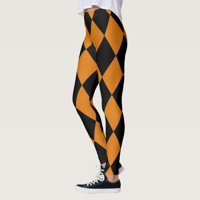 Legging Harlequin ~ Diamond Patterno ~ Pumpkin & Black ~ (Esquerda)