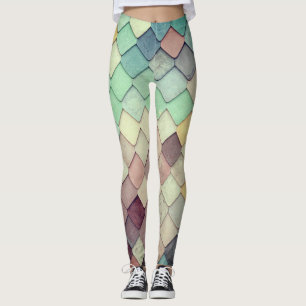 Legging Harlequin Mermaid Diamond Shingle Pastel