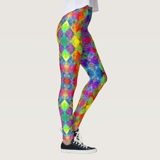 Legging [Harlequin Tie-Dye] Verificado Fractal De Diamante (Direita)