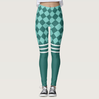 Legging Harlequin Verde e Stripe Branca Tripla