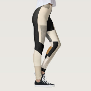 Legging Harmonia em Tons: Composição Abstrata em Preto e B