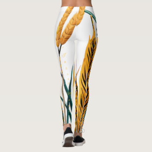Legging Harvest Harmony: Um Padrão de Trigo em uma Canvas 