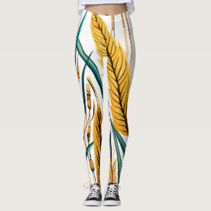 Legging Harvest Harmony: Um Padrão de Trigo em uma Canvas