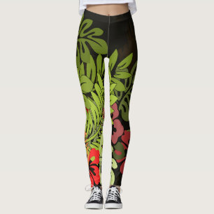 Legging Hawaii Aloha Palm Hula Art Design