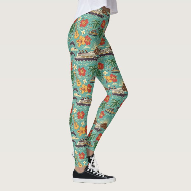 Legging Hawaii Cruise Tropical Island Ship Design (Direita)
