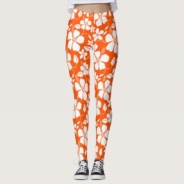 LEGGING HAWAIIANO HULA (HIBÍSCO) LARANJA (Frente)