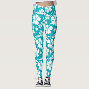 LEGGING HAWAIIANO HULA (HIBÍSCO) VERDE-AZULADO