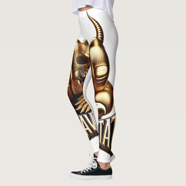 Legging Heavy Metal Faust mit Adler Totenkopf Gold (Esquerda)