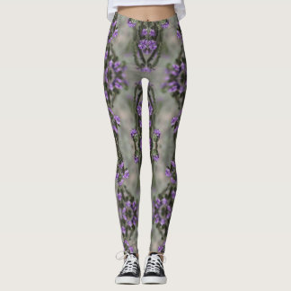 Legging Heliotrope de Sal Roxo Padrão de Flor Selvagem