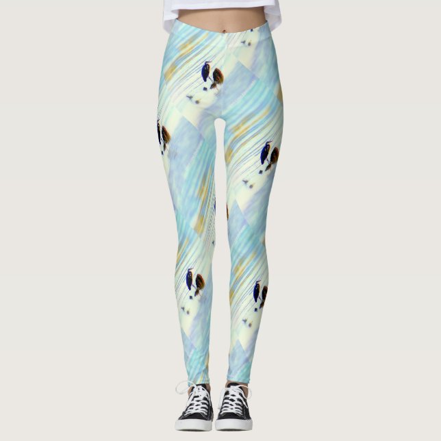 Legging herões azuis ondulados (Frente)