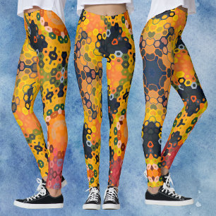 Legging Hex Mandala Amarelo e Laranja
