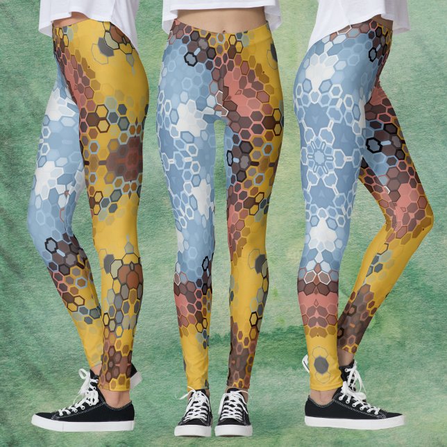 Legging Hex Mandala Blue Amarelo e Rosa (Criador carregado)