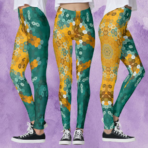 Legging Hex Mandala Blue e Amarelo