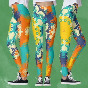 Legging Hex Mandala Blue Orange e Yellow