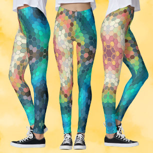 Legging Hex Mandala Blue Verde e Rosa
