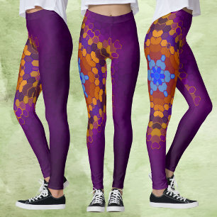 Legging Hex Mandala Purple Orange e Blue