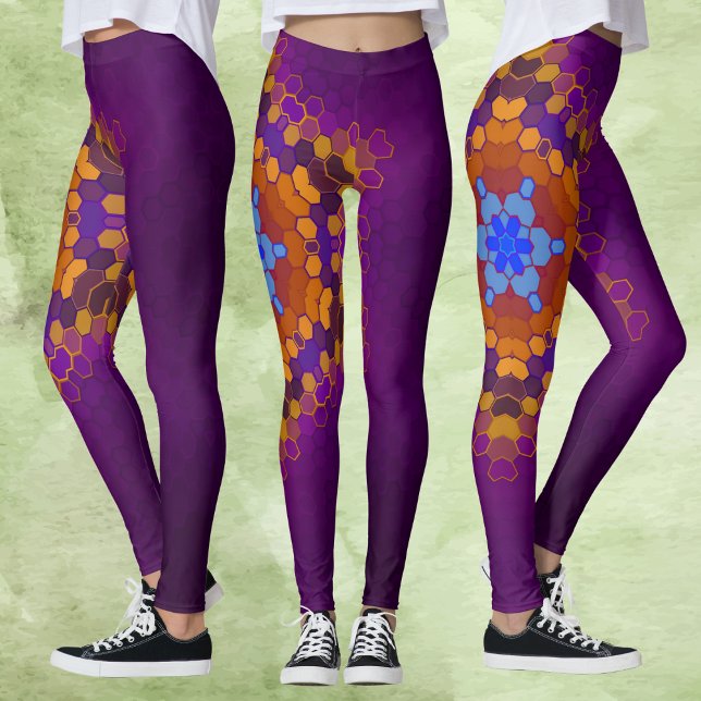 Legging Hex Mandala Purple Orange e Blue (Criador carregado)