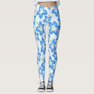 Legging Hibisco Azul, Flores Azuis, Padrão De Flores