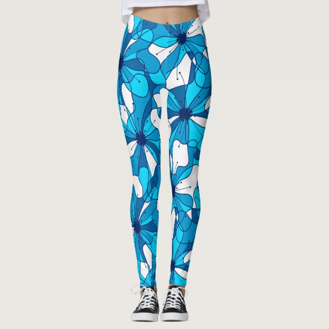 Legging hibisco do surf abstrato (Frente)