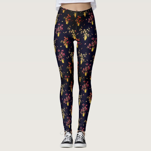 Legging Hibiscus Floral em Exibição (Frente)