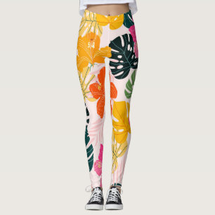Legging Hibiscus & Monstera: Vibrações Tropicais