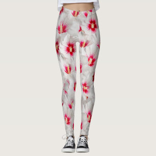 Legging Hibiscus - Padrão de Flor de Rosa chinês