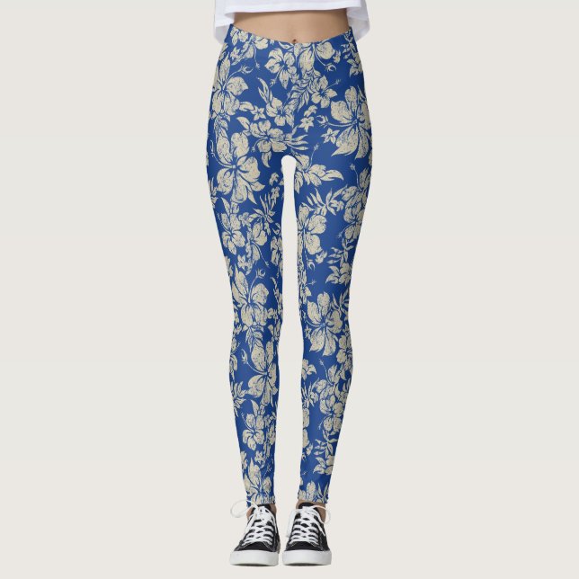 Legging Hibiscus Pareau afligiu tropicais havaianos (Frente)