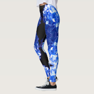 Legging Hídrangas azuis-florais elegantes-de-cobalto
