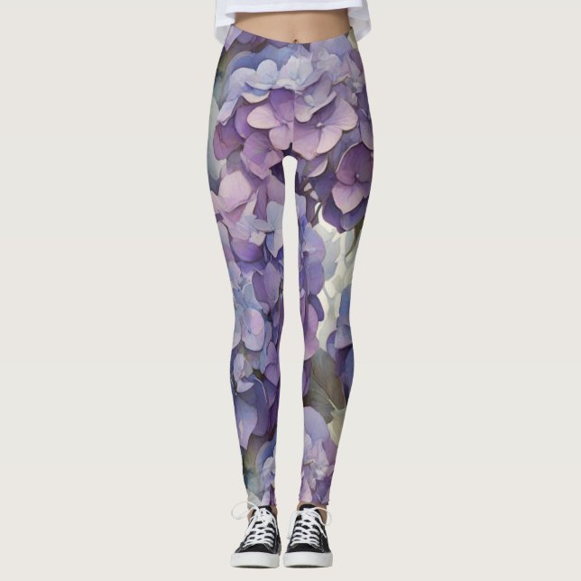 Legging Hídrangas de cor azul púrpura empoeiradas Elegante (Frente)
