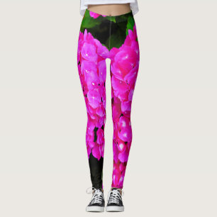 Legging Hidrangea Flores Rosa Flores Natureza Elegante