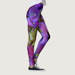 Legging Hidrangeas roxas românticas