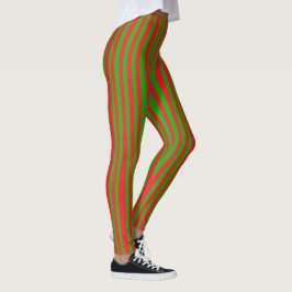 Legging Hip Christmas Green Red Stripes mulheres Padrão
